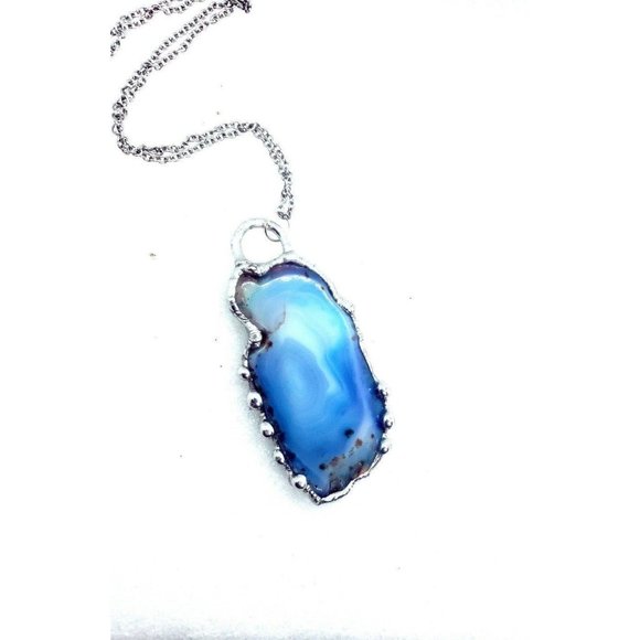 Gothic Blue agate crystal necklace - Picture 1 of 12